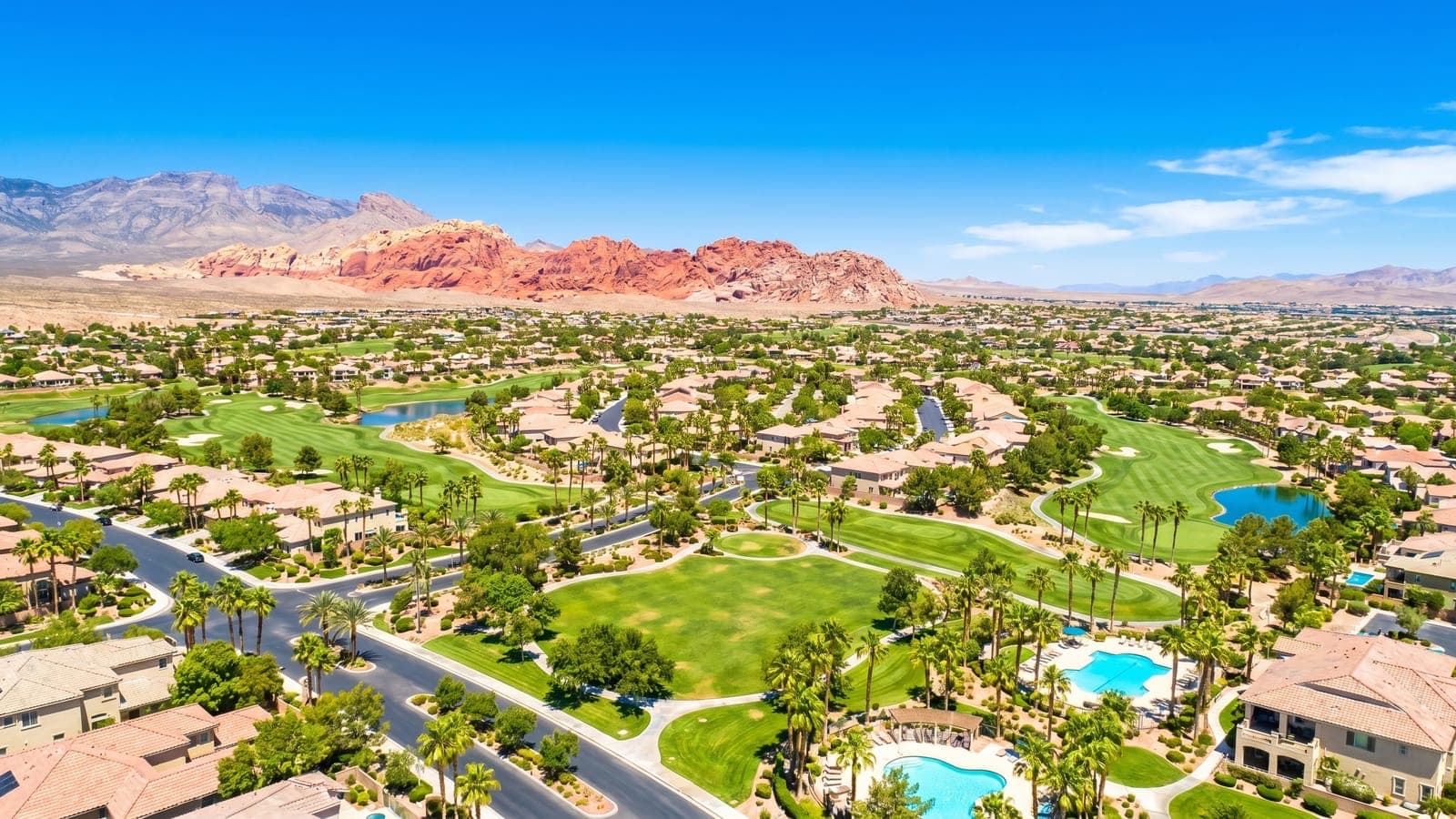 The Mesa, Summerlin — modern desert-contemporary new construction in Summerlin South, Las Vegas, with Red Rock Canyon mountain views